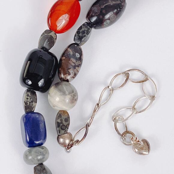 Jay King DTR Multi Gemstone Necklace, Sterling Silver Carnelian Sodalite Jasper - Picture 7 of 12